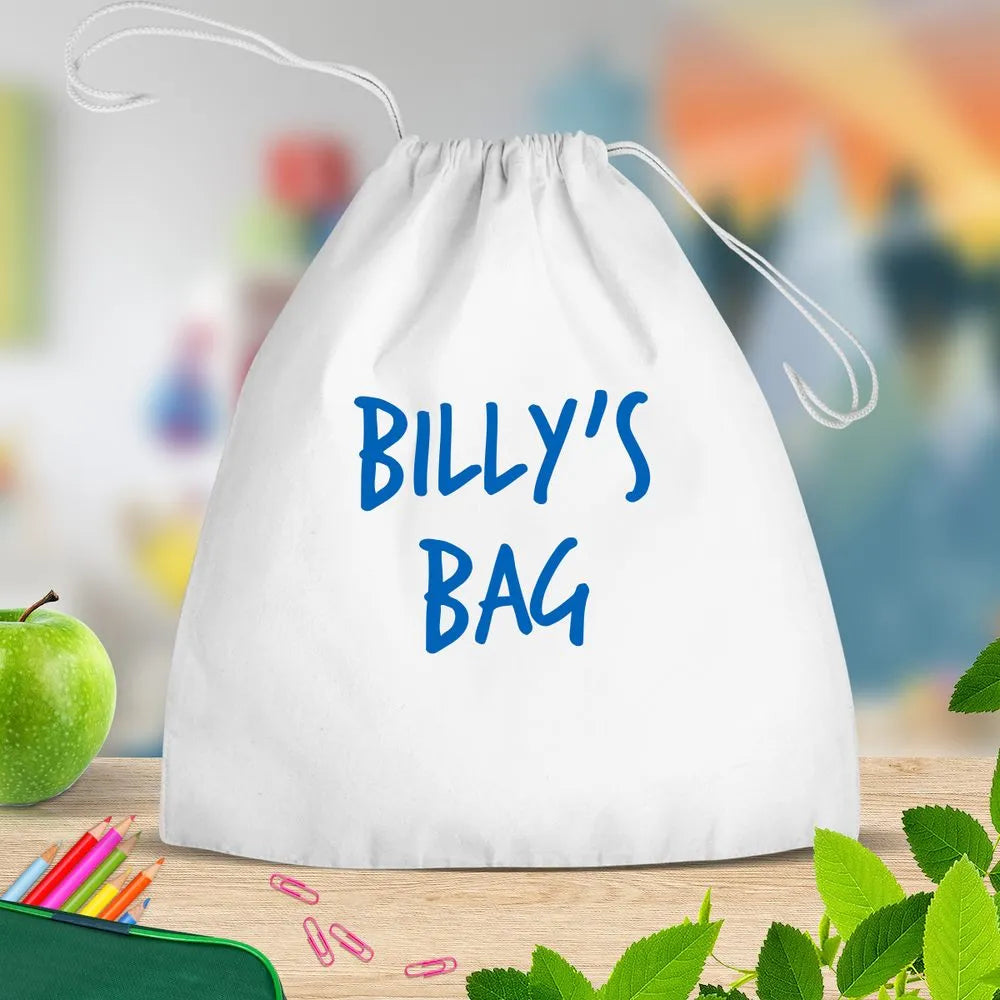 Name White Drawstring Bag