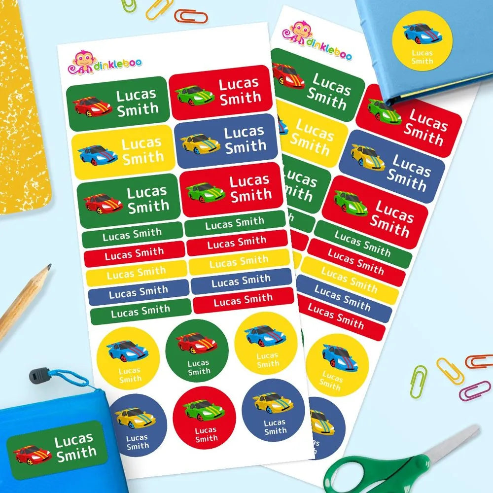 Racing Car Mixed Name Label Pack