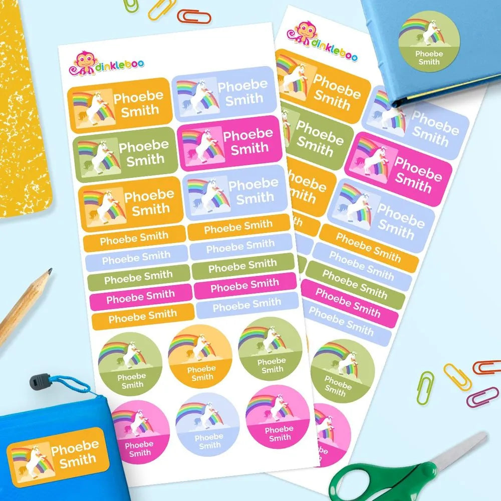 Rainbow Unicorn Mixed Name Label Pack