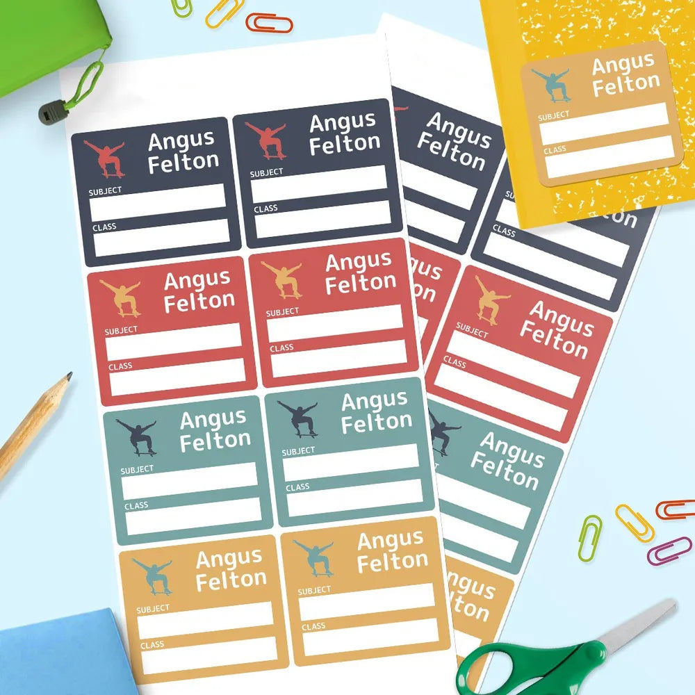 Skater School Book Labels