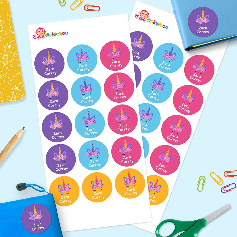 Unicorn Horn Round Name Labels