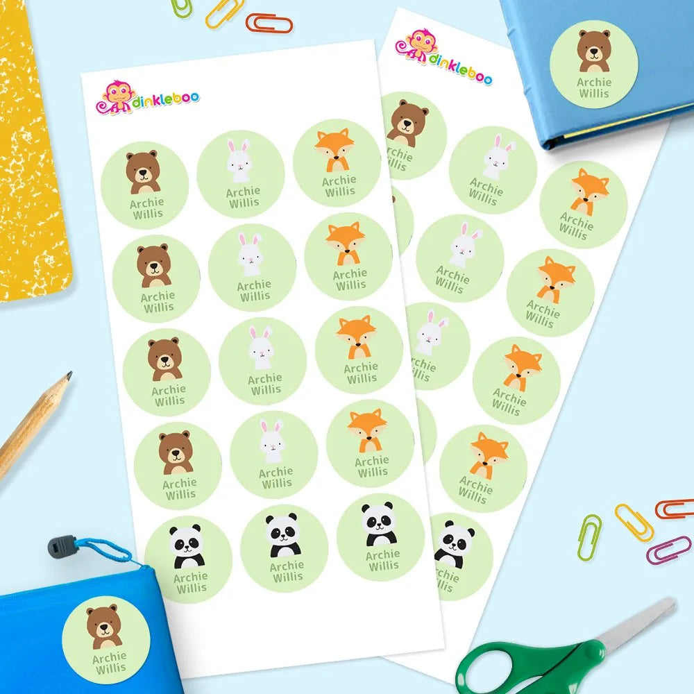 Woodland Animals Round Name Labels