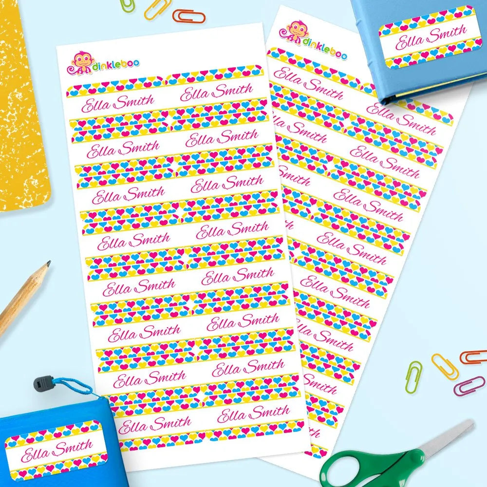 Hearts Rectangle Name Labels
