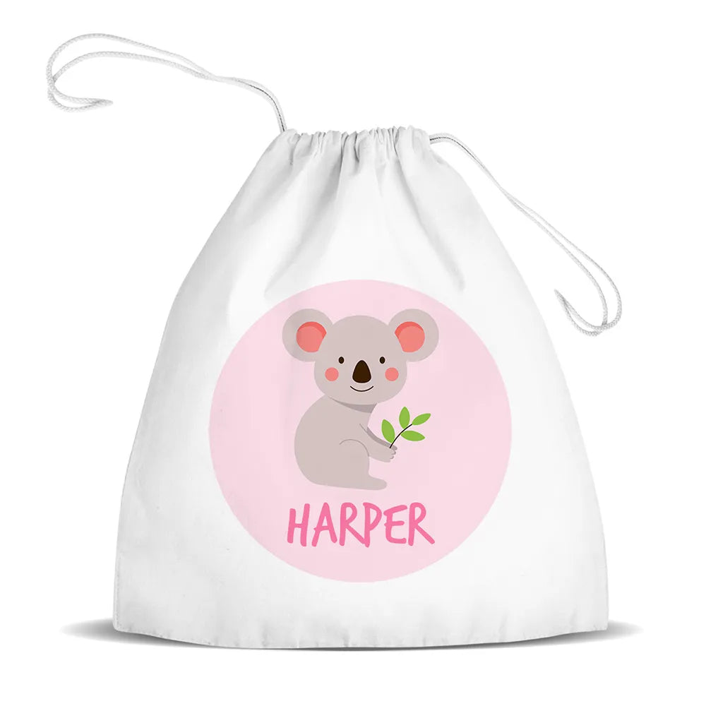 Koala White Drawstring Bag
