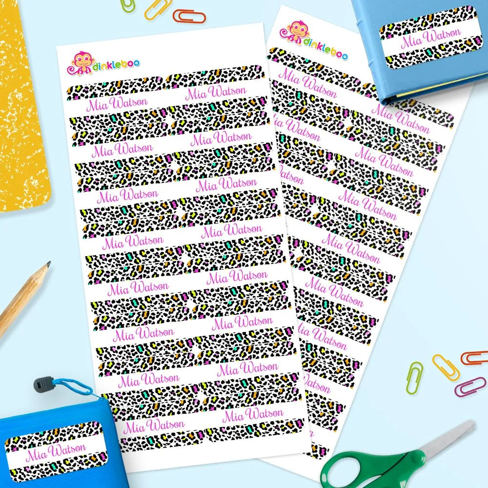 Leopard Print Rectangle Name Labels