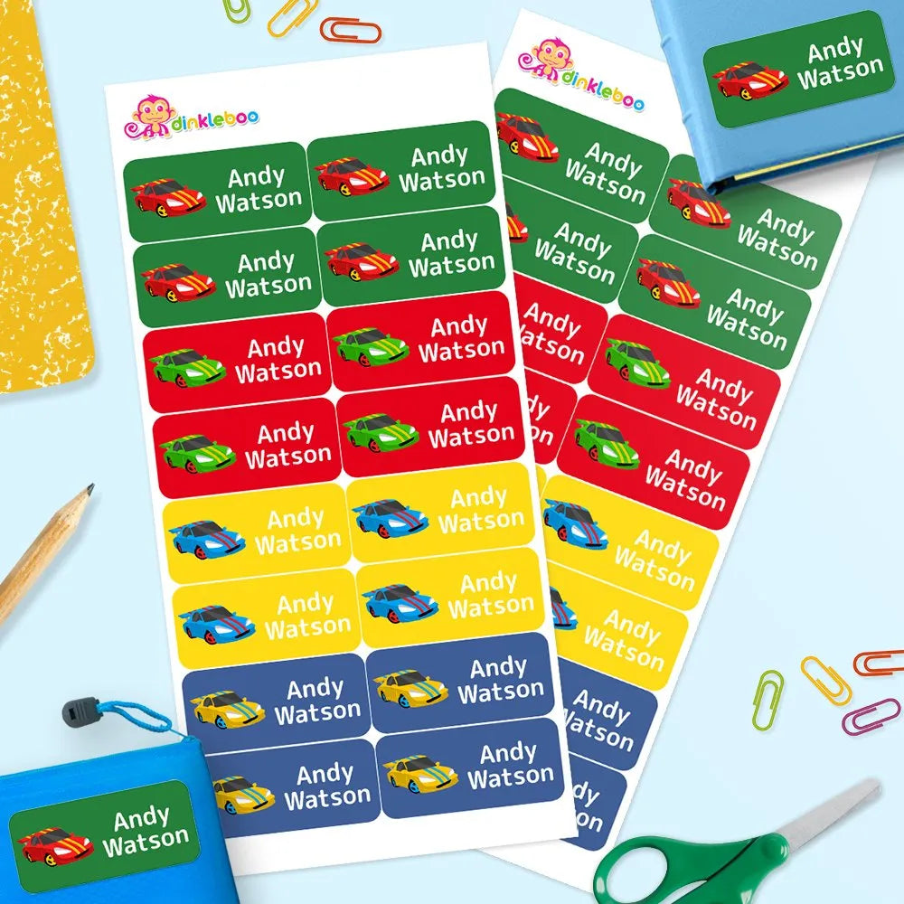 Racing Car Rectangle Name Labels
