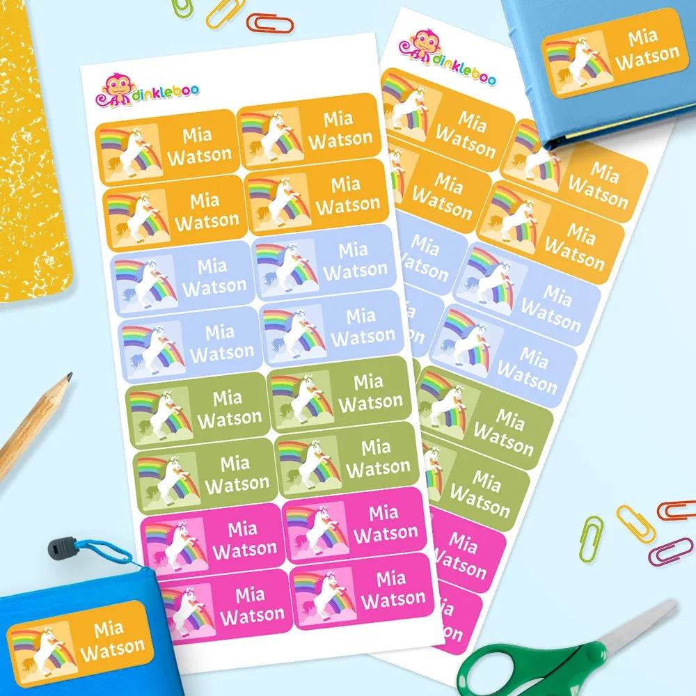 Rainbow Unicorn Rectangle Name Labels