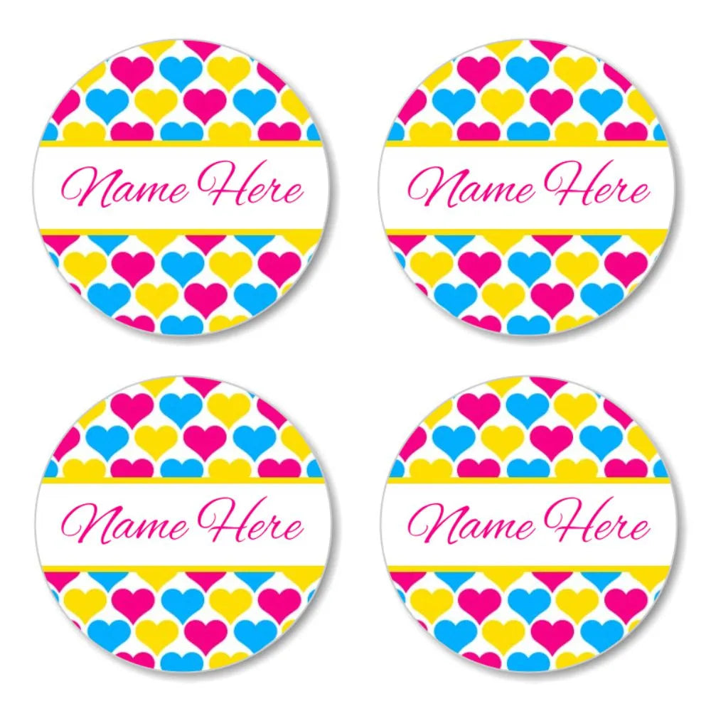 Hearts Round Name Labels