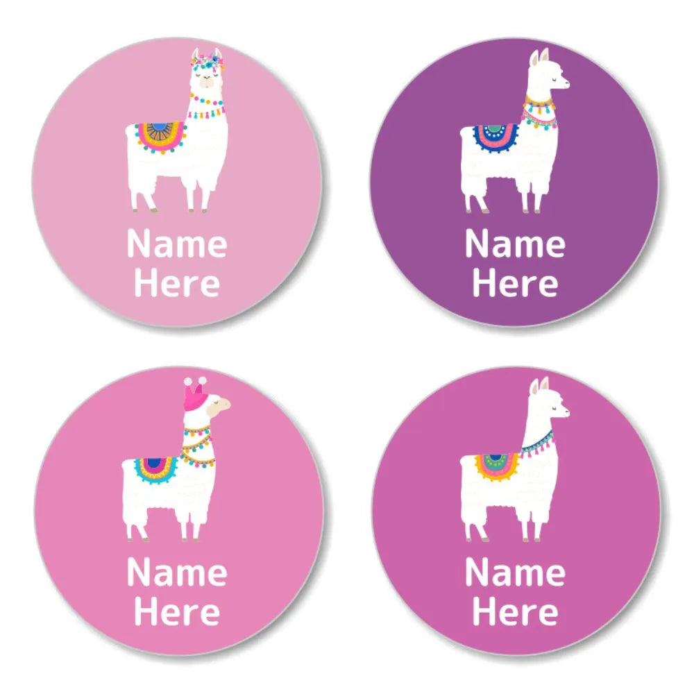 Llama Round Name Labels