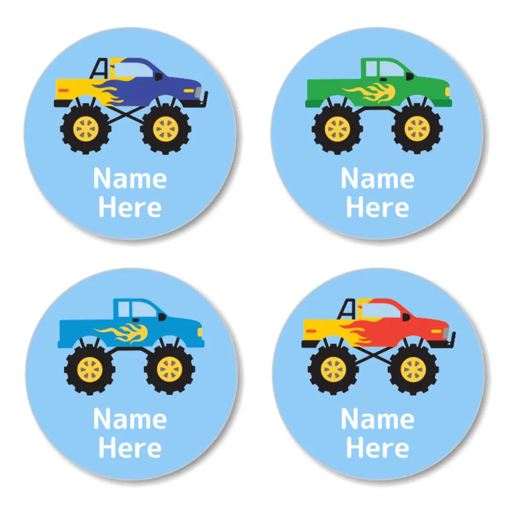 Monster Truck Round Name Labels
