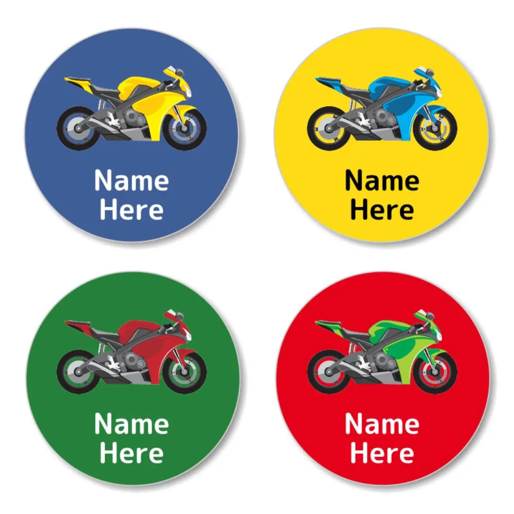 Motorbike Round Name Labels