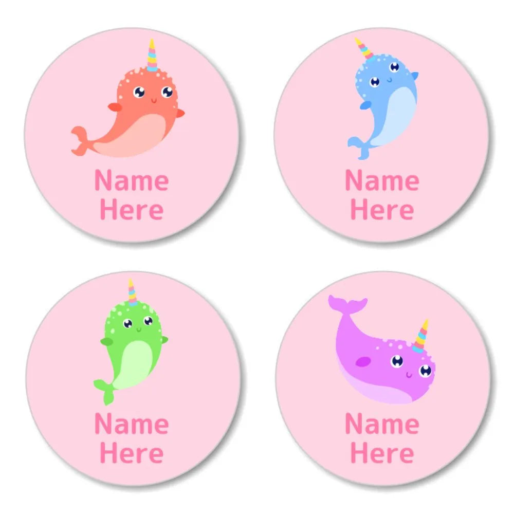 Narwhal Round Name Labels