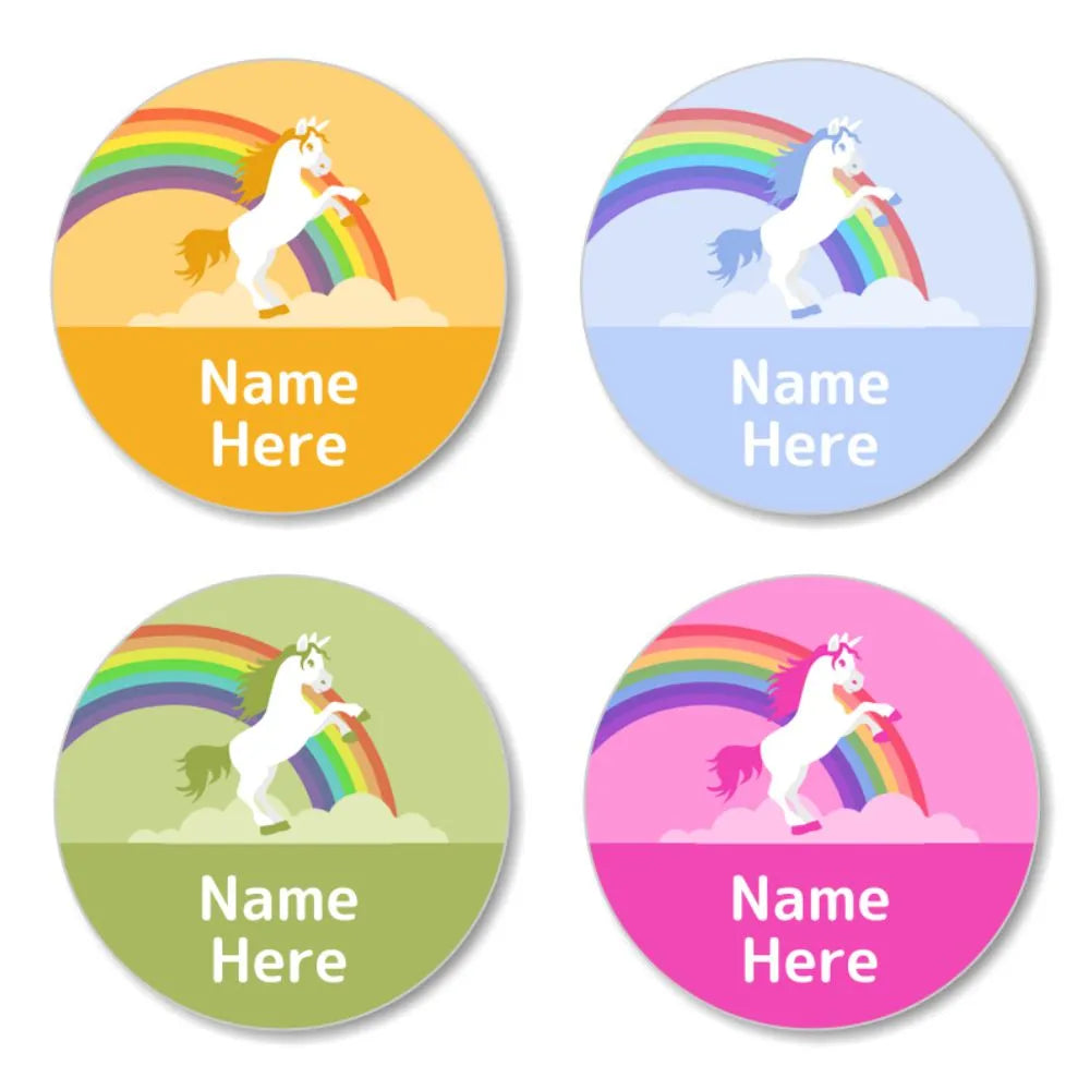 Rainbow Unicorn Round Name Labels