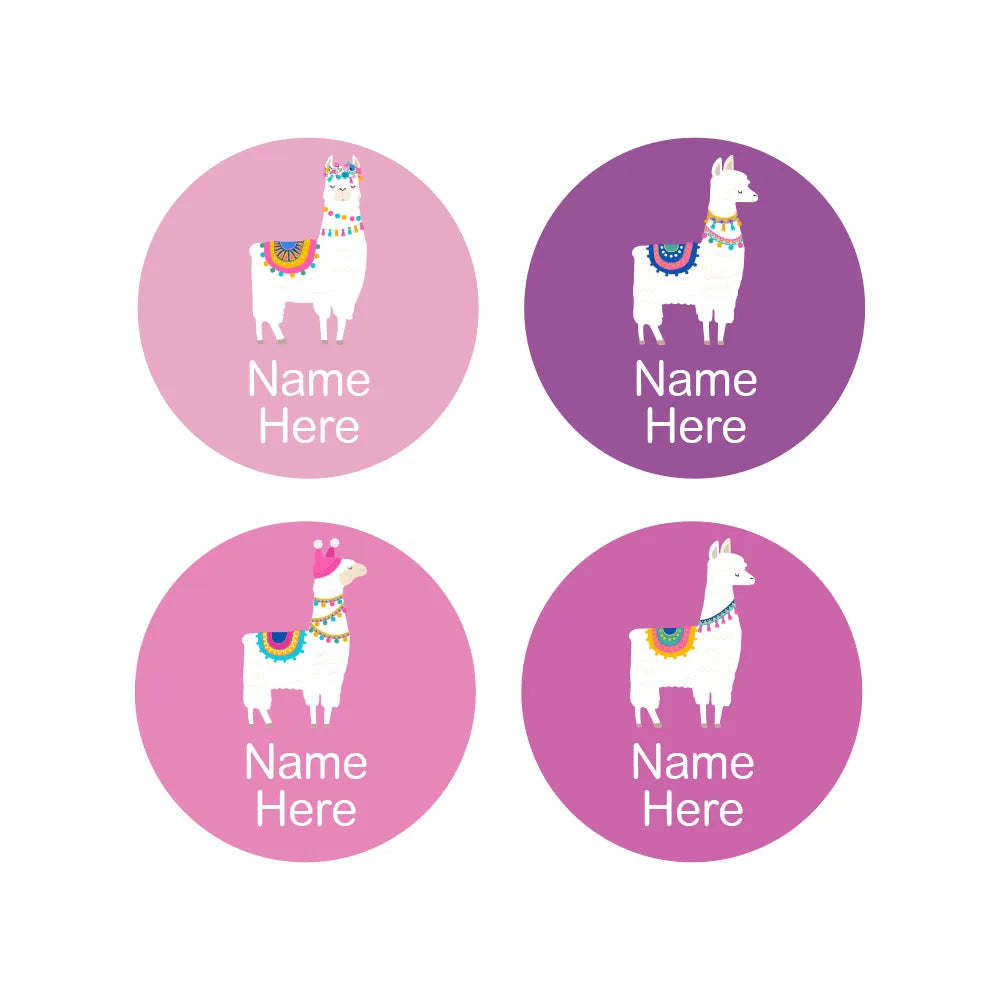Llama Round Name Labels