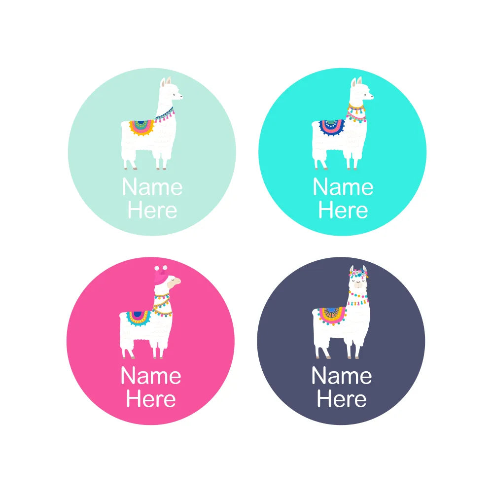 Llama Round Name Labels