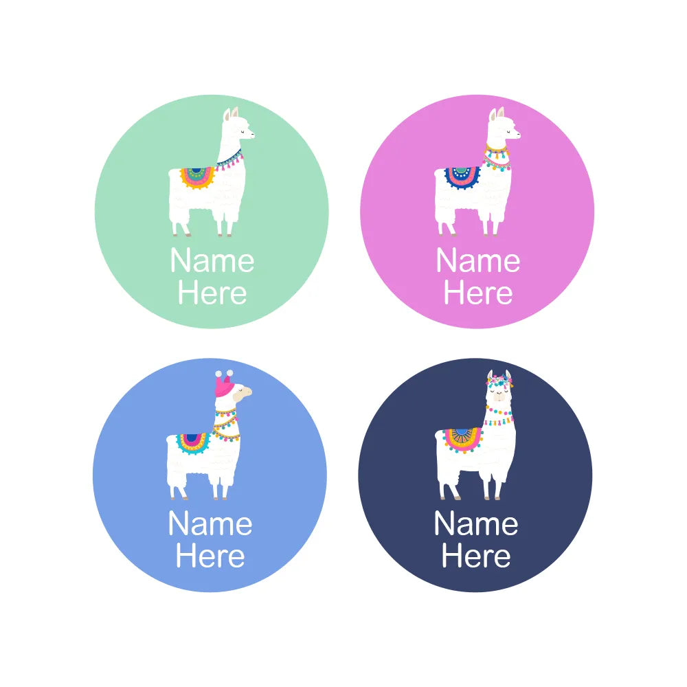 Llama Round Name Labels