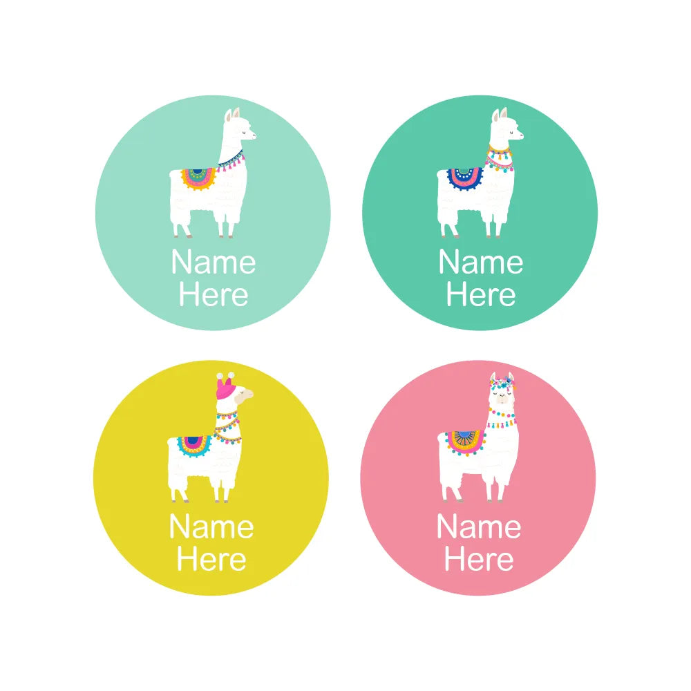 Llama Round Name Labels