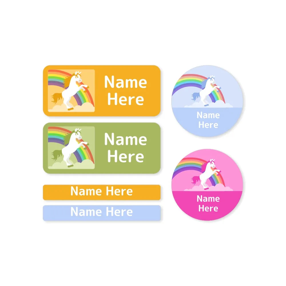 Rainbow Unicorn Mixed Name Label Pack