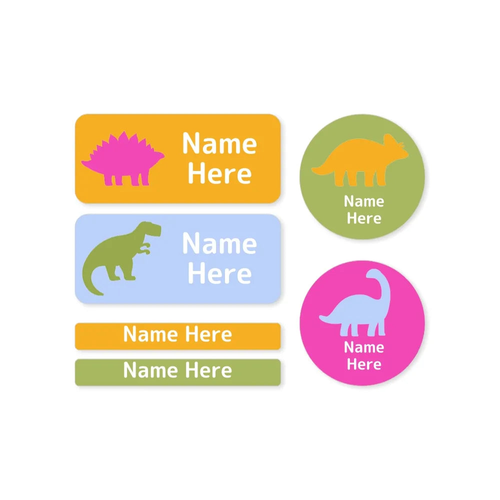 Dino Silhouette Mixed Name Label Pack