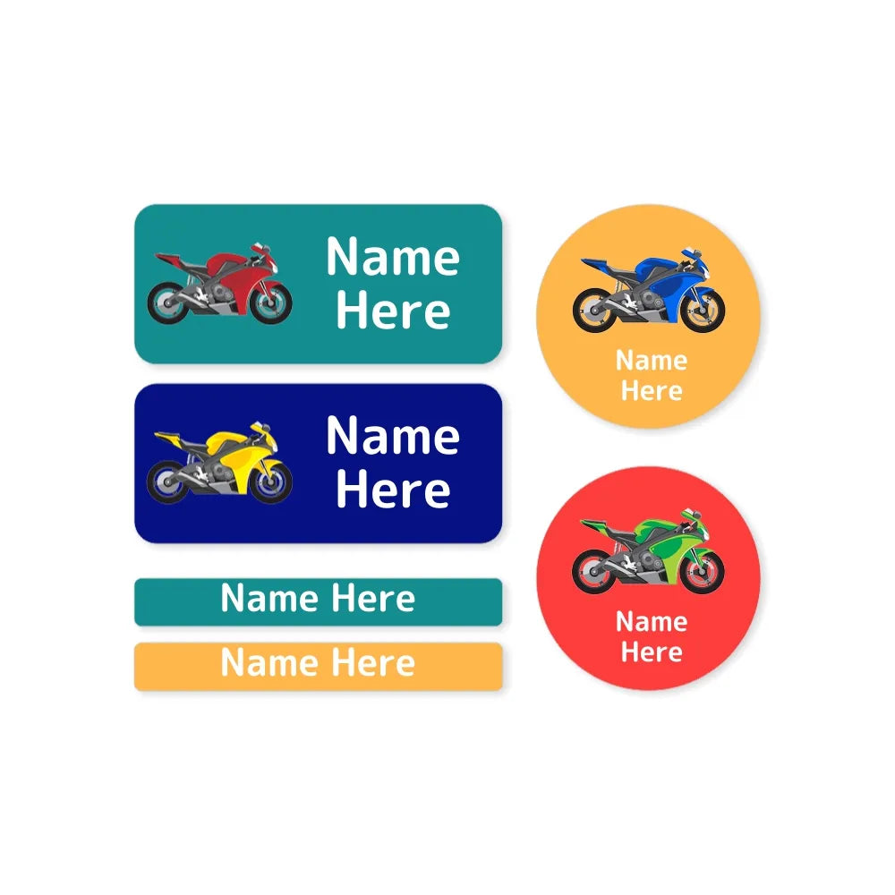 Motorbike Mixed Name Label Pack