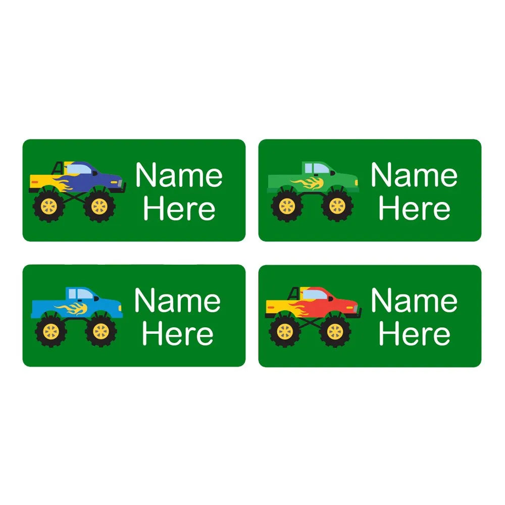Monster Truck Rectangle Name Labels