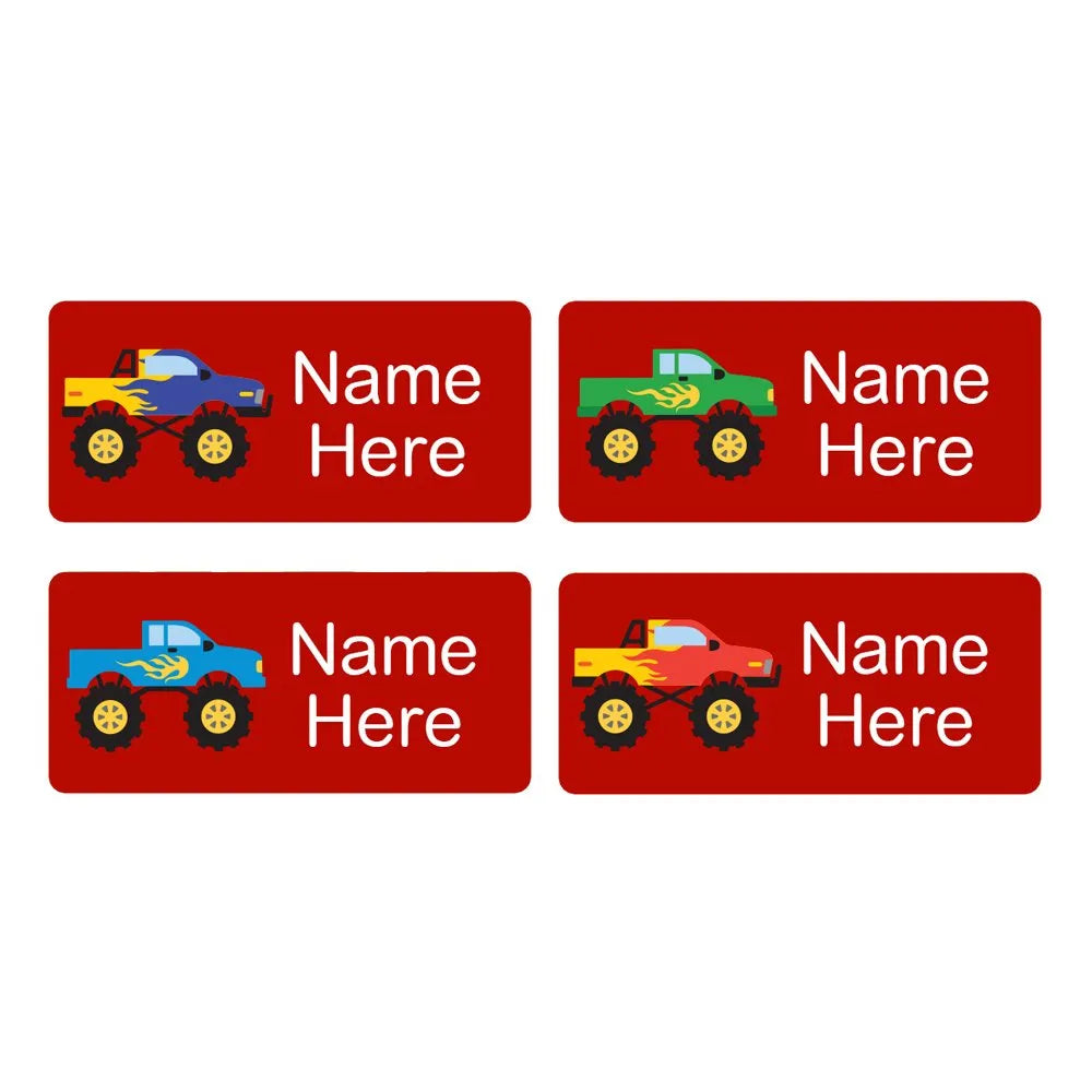 Monster Truck Rectangle Name Labels