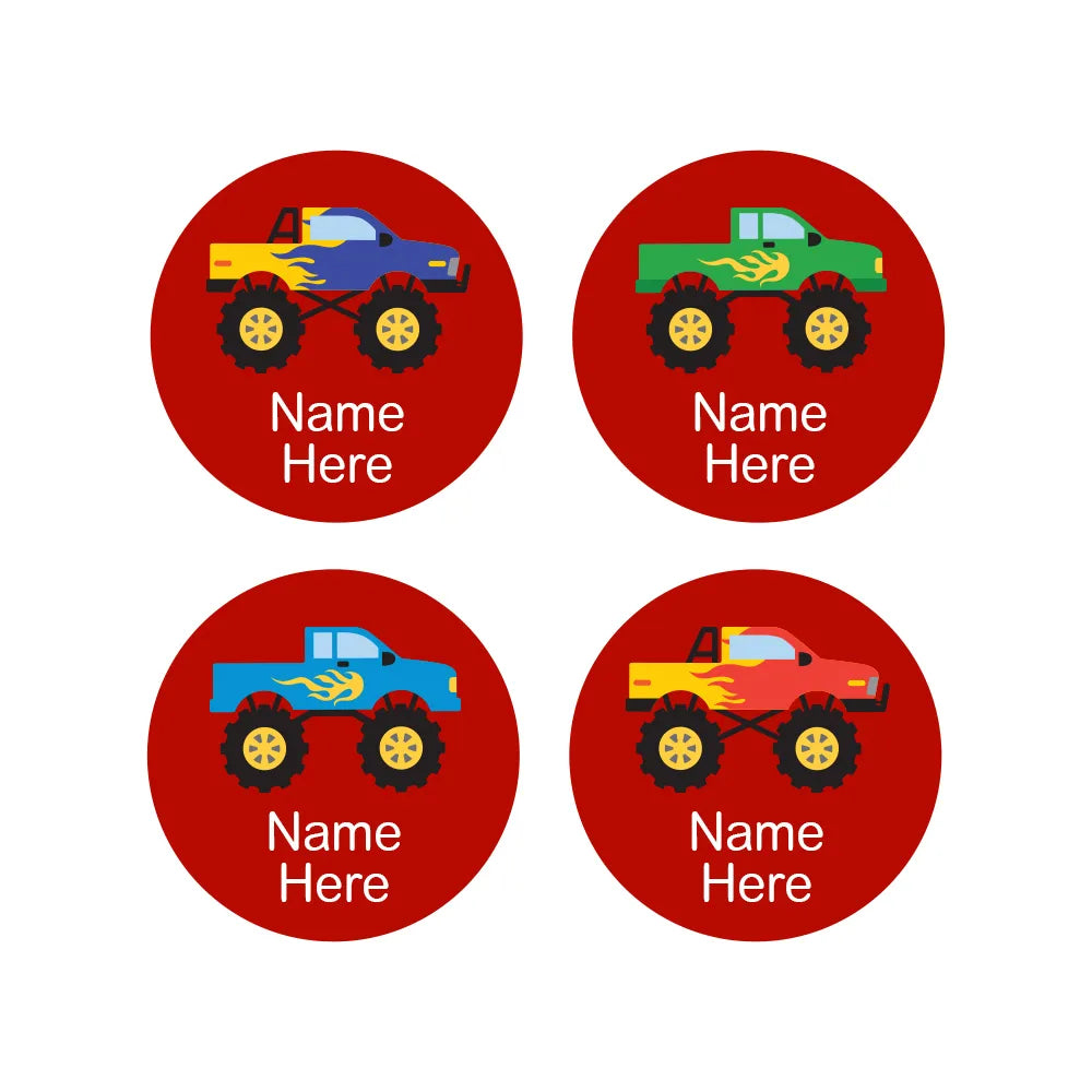 Monster Truck Round Name Labels