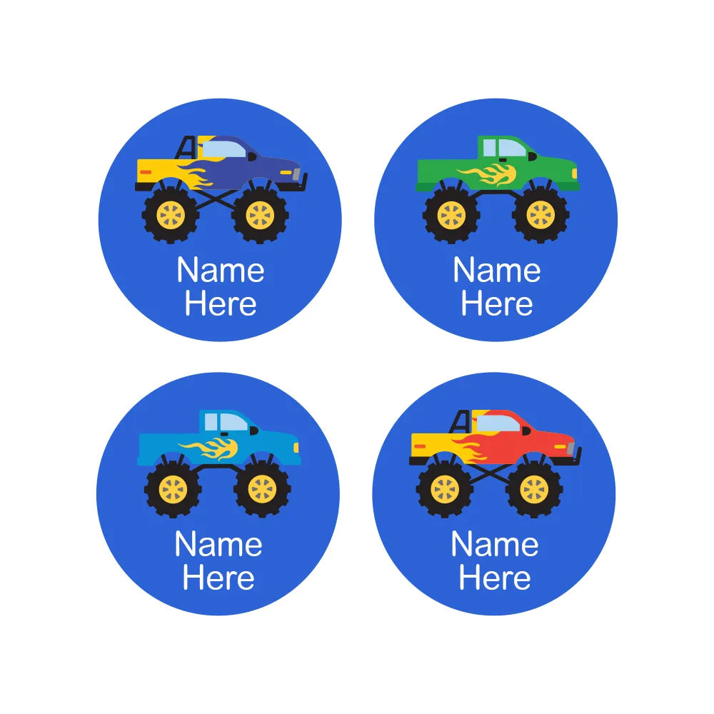 Monster Truck Round Name Labels