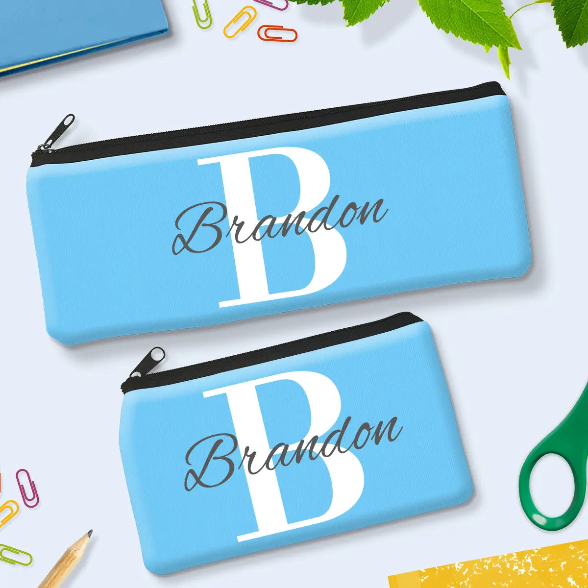 Blue Monogram Pencil Case