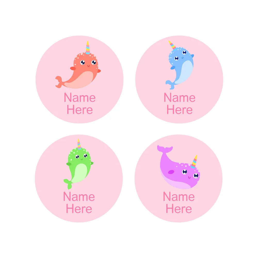 Narwhal Round Name Labels