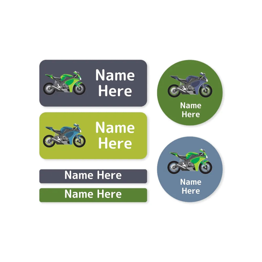 Motorbike Mixed Name Label Pack