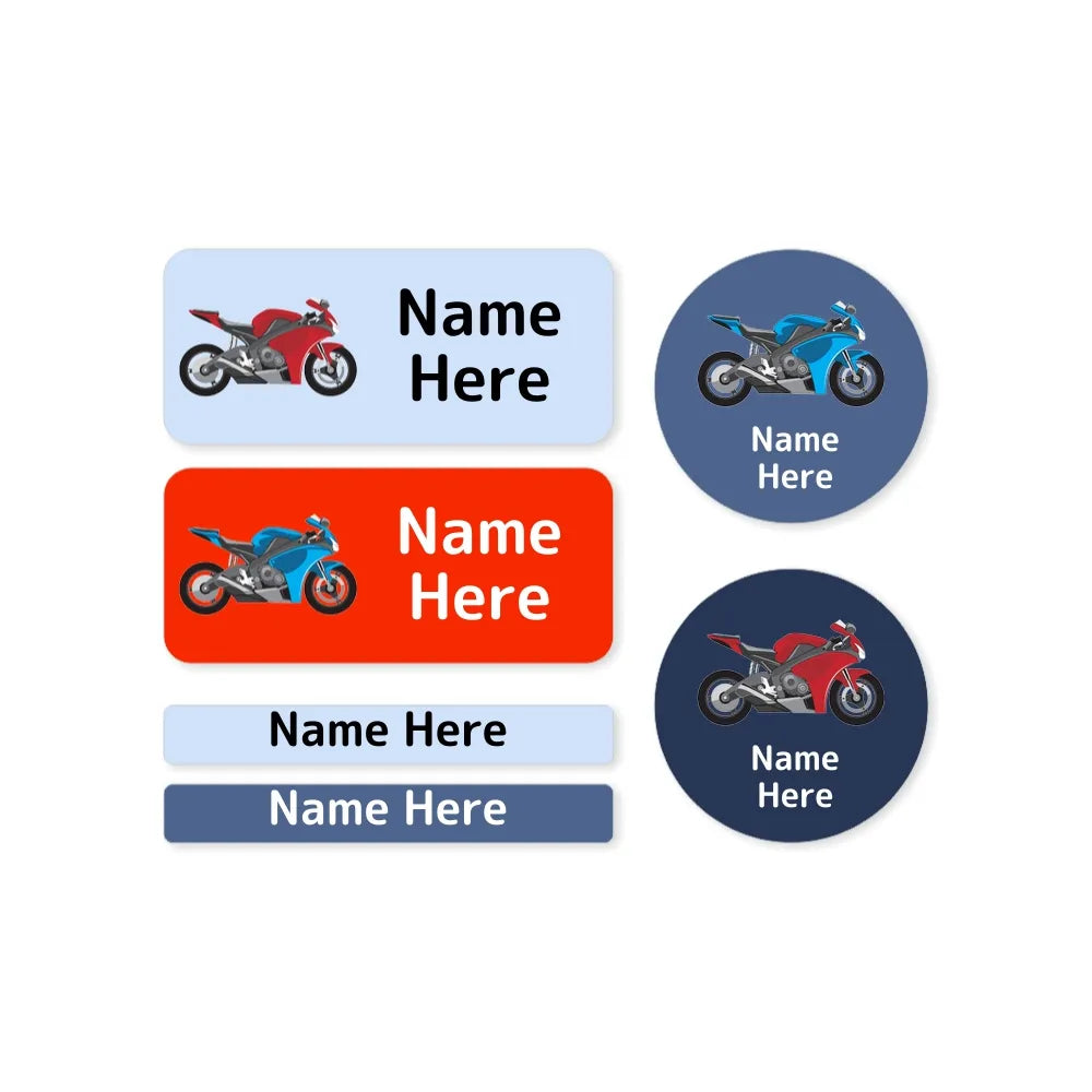 Motorbike Mixed Name Label Pack