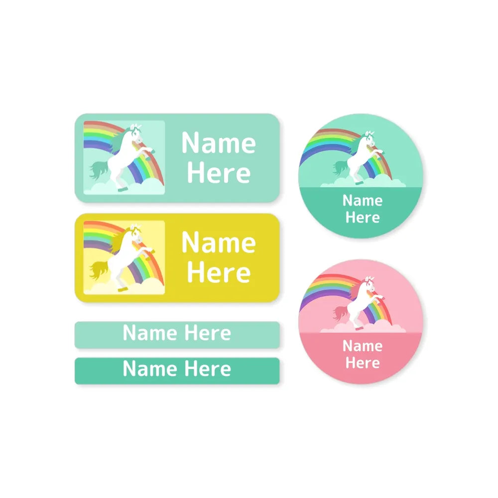 Rainbow Unicorn Mixed Name Label Pack