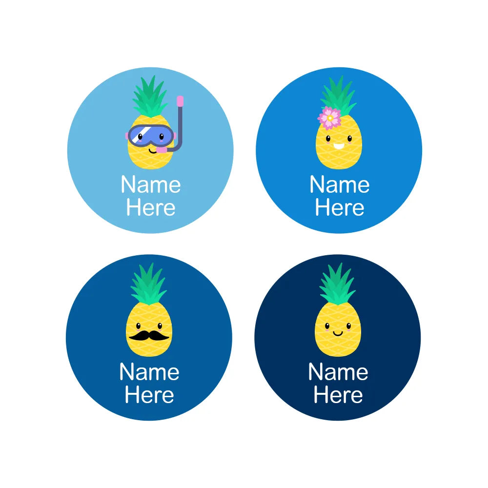 Pineapple Round Name Labels