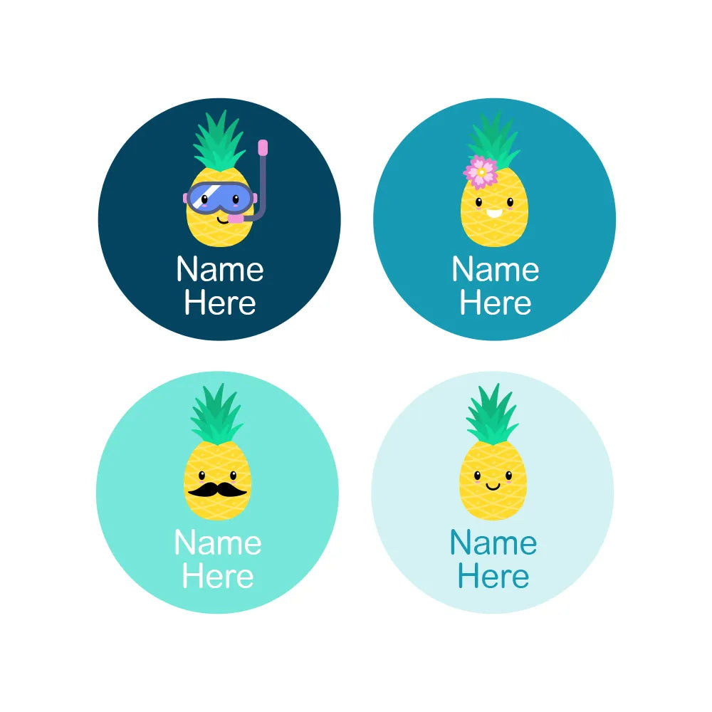 Pineapple Round Name Labels