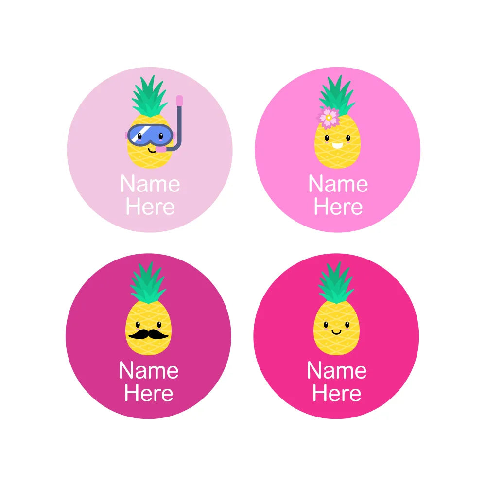 Pineapple Round Name Labels