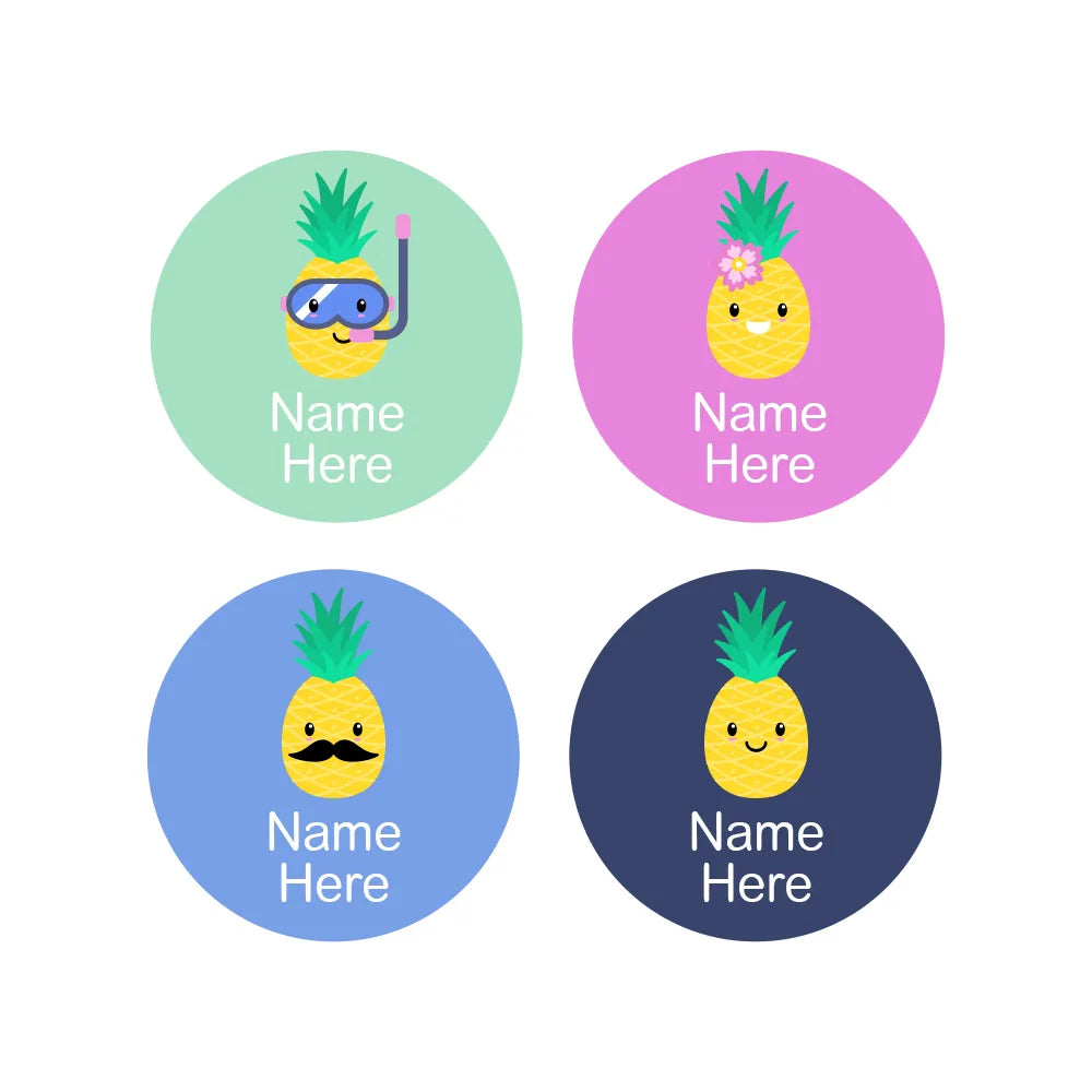 Pineapple Round Name Labels