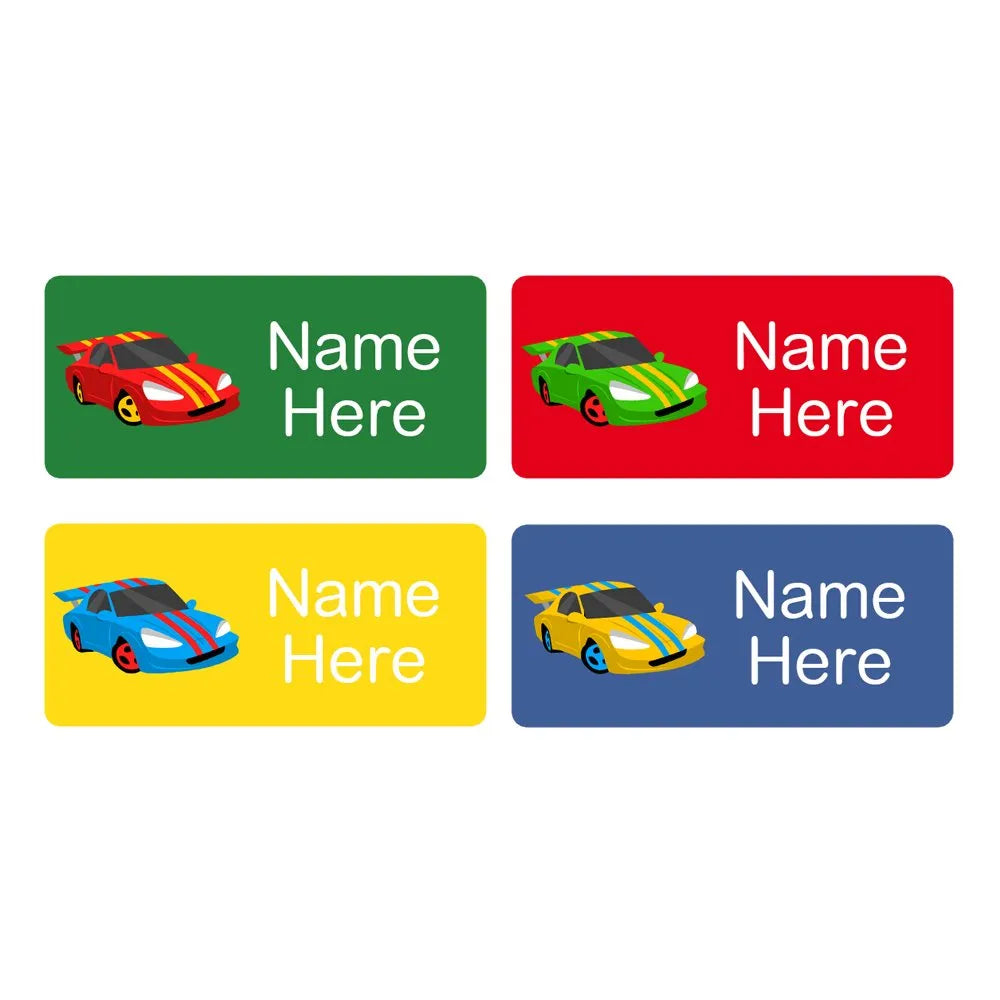 Racing Car Rectangle Name Labels