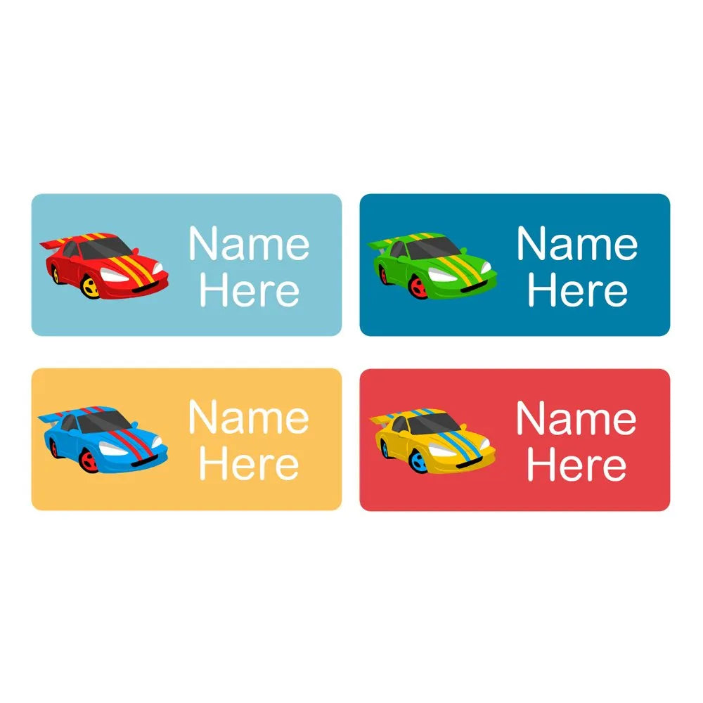 Racing Car Rectangle Name Labels