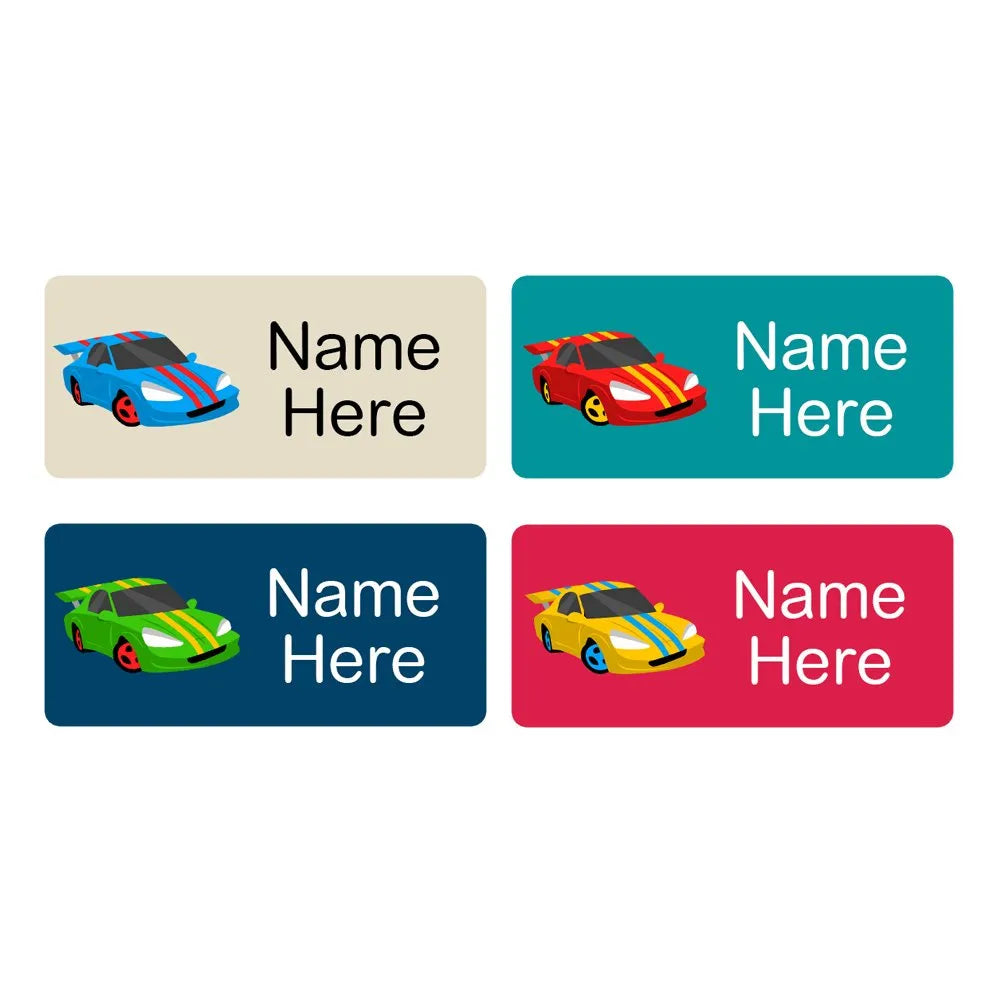 Racing Car Rectangle Name Labels