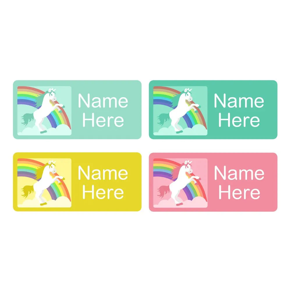 Rainbow Unicorn Rectangle Name Labels