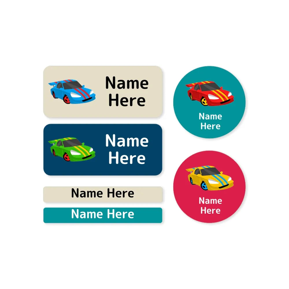 Racing Car Mixed Name Label Pack