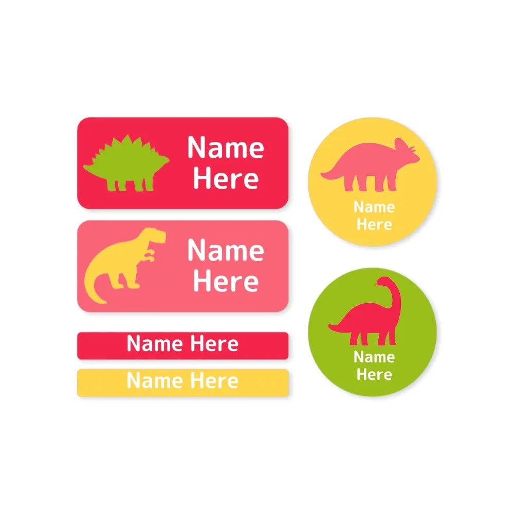 Dino Silhouette Mixed Name Label Pack