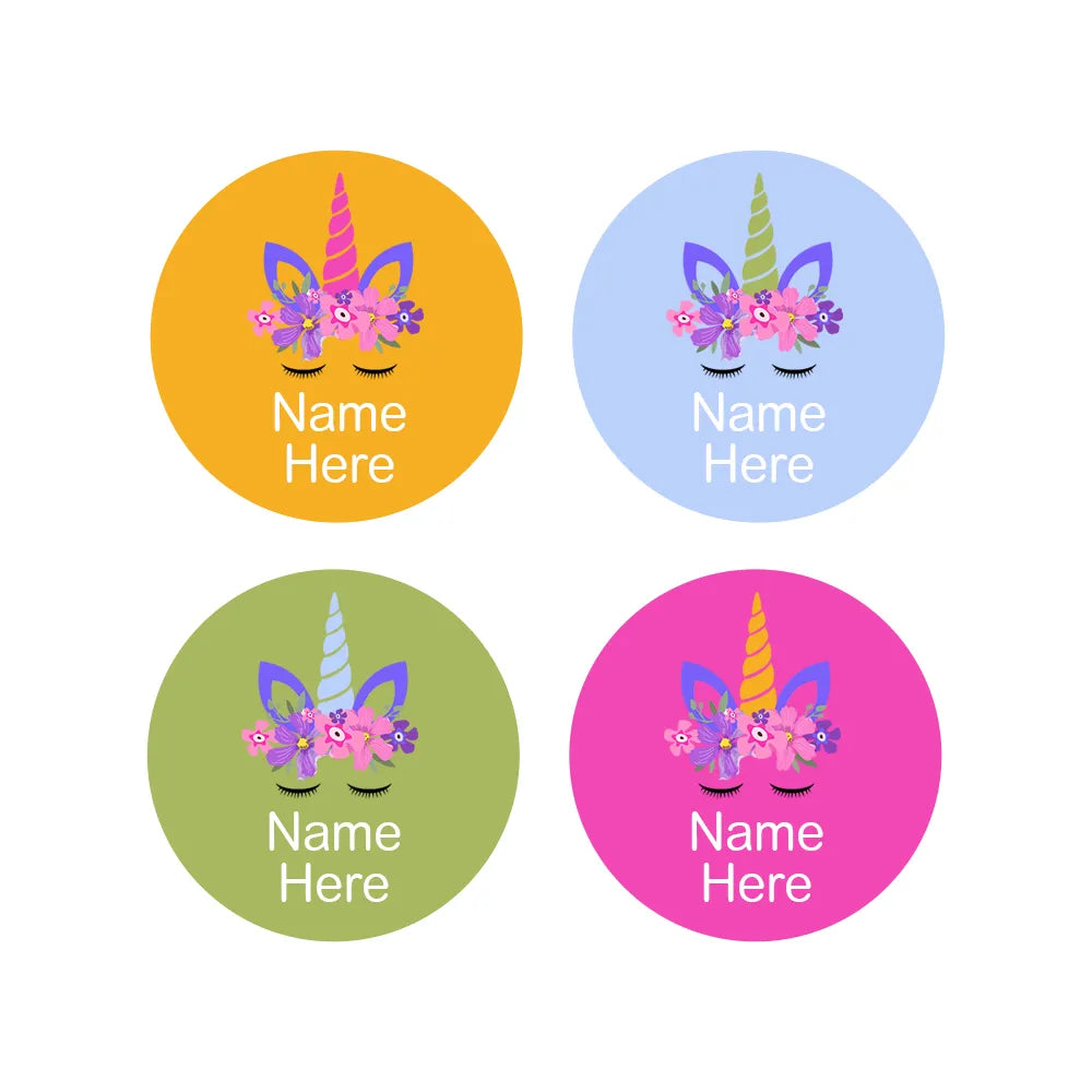 Unicorn Horn Round Name Labels