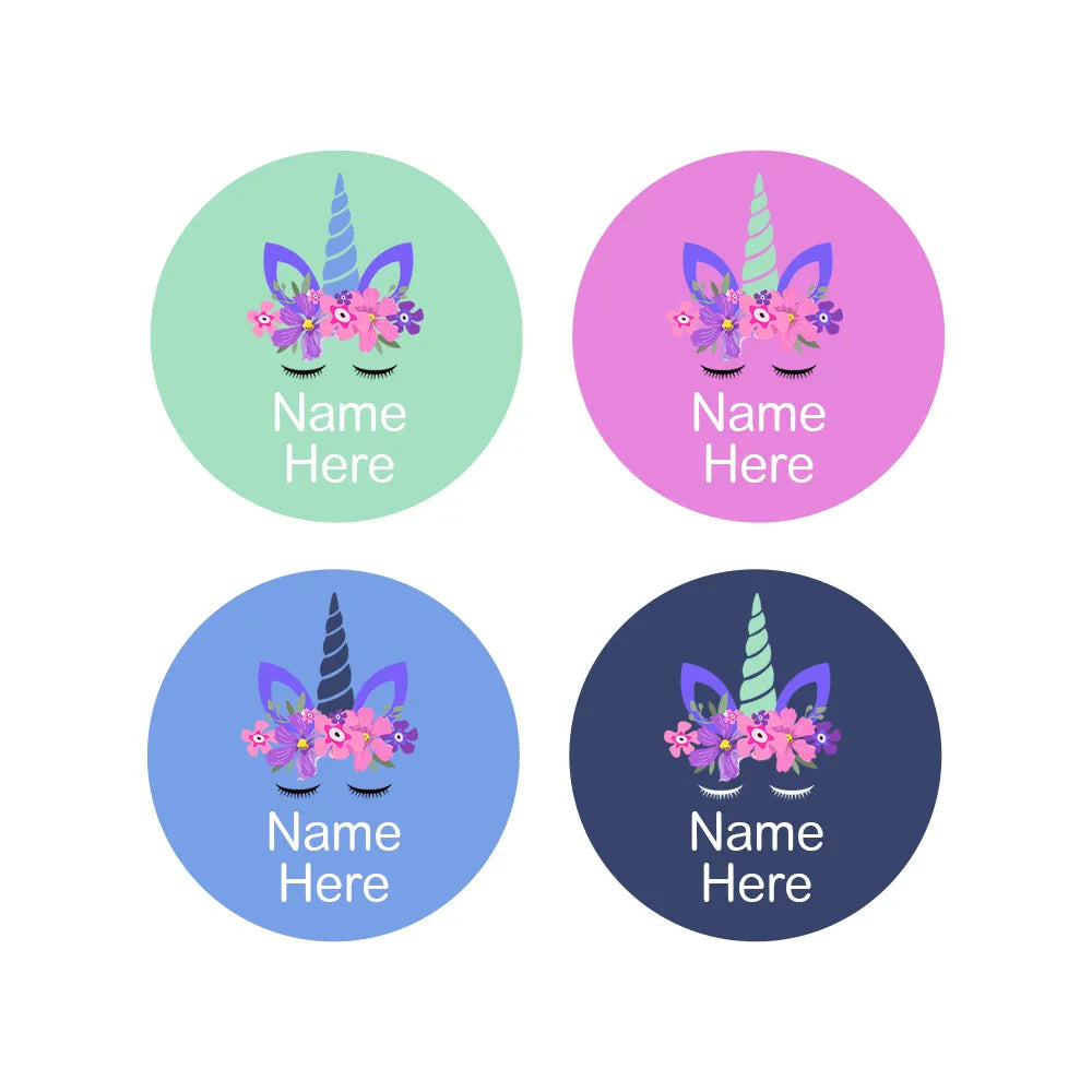 Unicorn Horn Round Name Labels