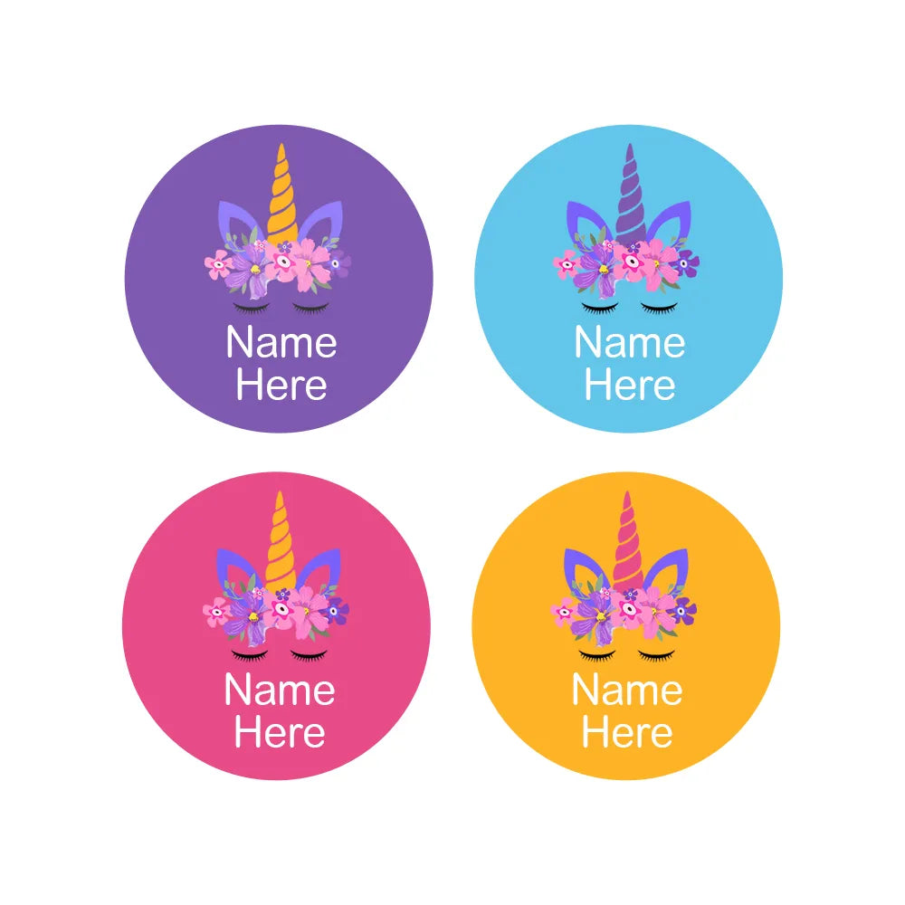 Unicorn Horn Round Name Labels