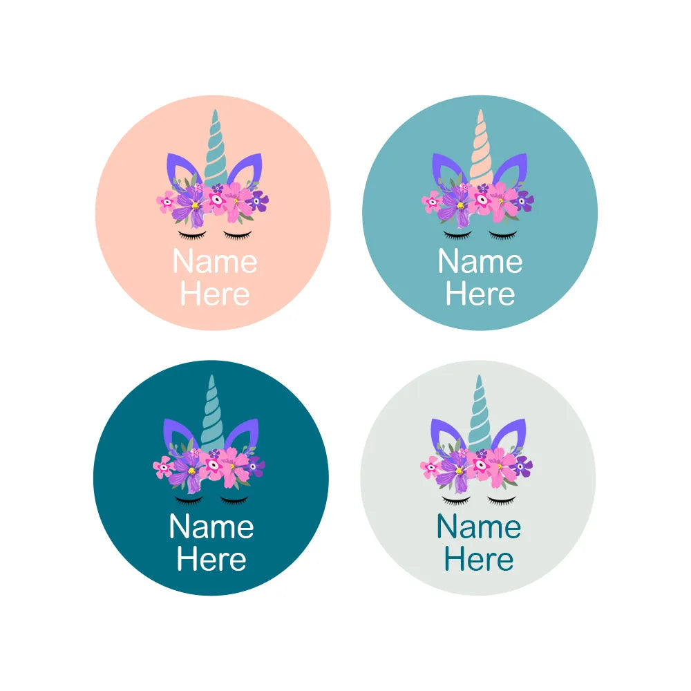Unicorn Horn Round Name Labels
