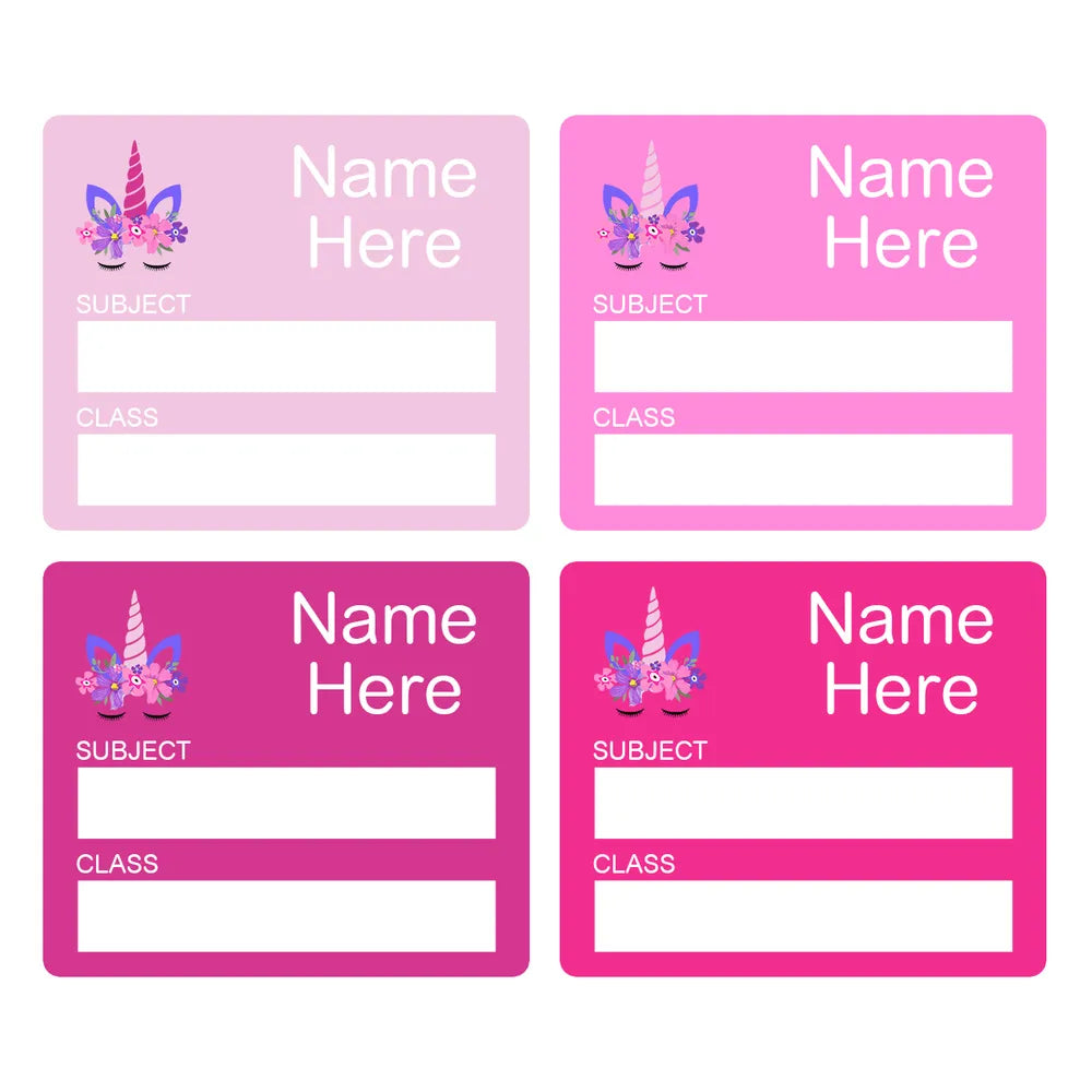 Unicorn Horn School Book Labels