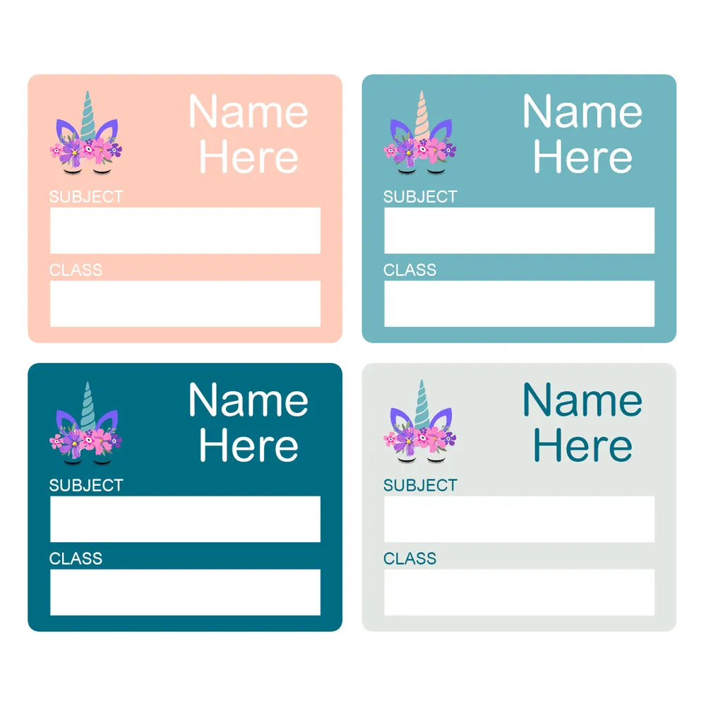 Unicorn Horn School Book Labels