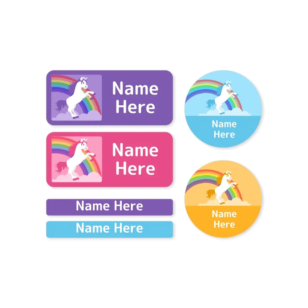 Rainbow Unicorn Mixed Name Label Pack
